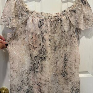 **White House Black Market Snake Print Off-Shoulder Blouse – Size L**